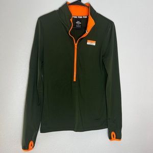 Victorias Secret Jacket Womens S Pink Track Olive Green Pullover 1/2 Zip